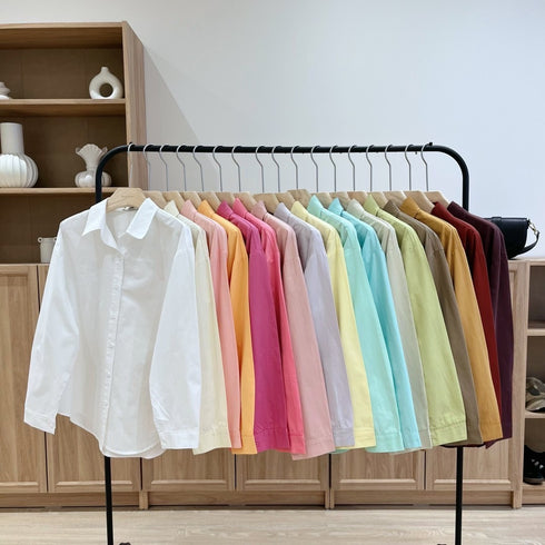 Women Cotton Casual Formal Solid Colour Shirts